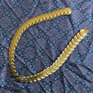 Vintage Gold Tone Coin Medallion Belt | Adjustable 25–31” | Boho Statement